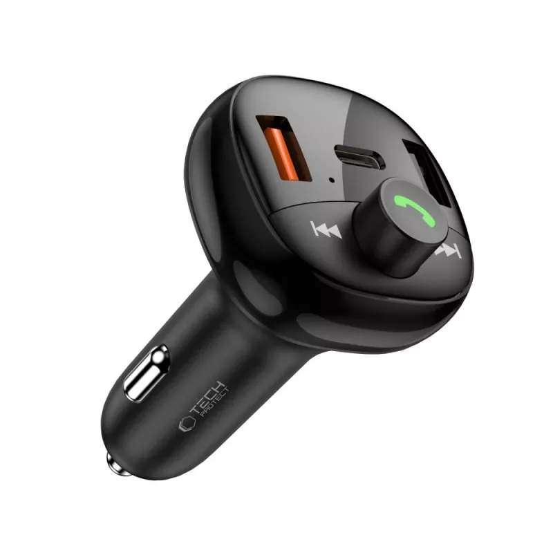 TECH-PROTECT CC06 3-porttinen autolaturi PD 72W + FM-lähetin Bluetooth, musta
