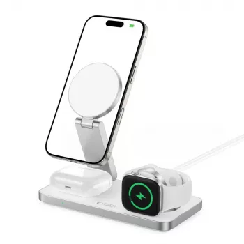 TECH-PROTECT QI15W-A47 3-in-1 magneettinen MagSafe-langaton laturi valkoinen