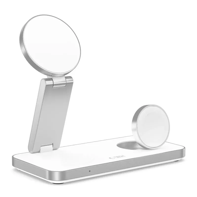 TECH-PROTECT QI15W-A47 3-in-1 magneettinen MagSafe-langaton laturi valkoinen