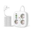 TECH-PROTECT PCS3X4 jatkojohto 2 USB & 2 Type-C & 3 pistorasiaa 200cm valkoinen