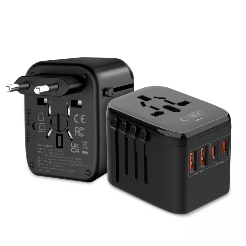 TECH-PROTECT TA200 matkasovitin EU / UK / US / AU musta