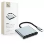 TECH-PROTECT HB08 keskitin 4-in-1 USB-C + USB 2.0 + 2x HDMI 4K 60Hz avaruudenharmaa