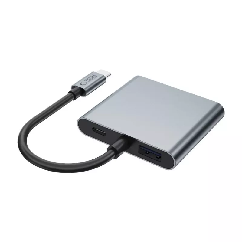 TECH-PROTECT HB08 keskitin 4-in-1 USB-C + USB 2.0 + 2x HDMI 4K 60Hz avaruudenharmaa