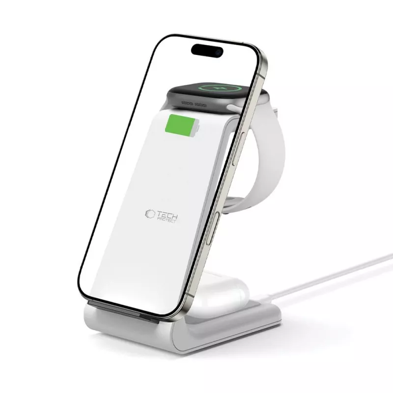 TECH-PROTECT QI15W-A36 3-in-1 langaton laturi Apple valkoinen