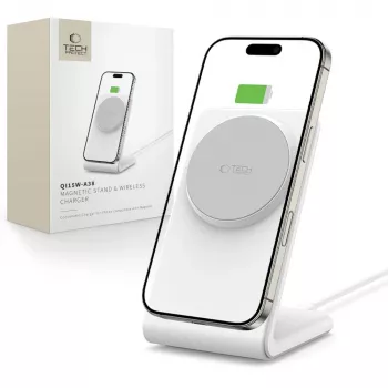 TECH-PROTECT QI15W-A38 magneettinen MagSafe-langaton laturi valkoinen