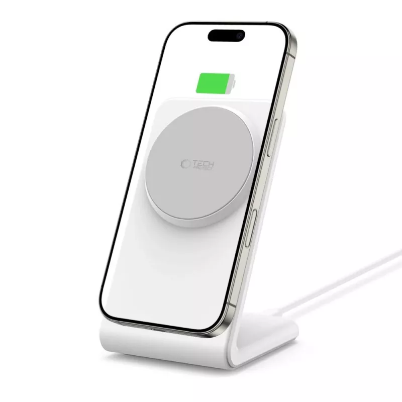 TECH-PROTECT QI15W-A38 magneettinen MagSafe-langaton laturi valkoinen