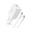 TECH-PROTECT NC45W-GAN 2-porttinen verkkolaturi PD 45W + USB-C-kaapeli valkoinen