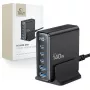 TECH-PROTECT DC140W-GAN 5-porttinen pöytälaturi PD 140W / QC3.0 musta