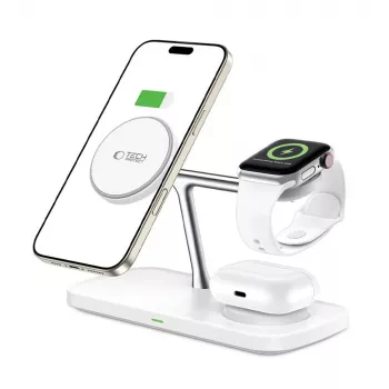 TECH-PROTECT QI15W-A45 3-in-1 magneettinen MagSafe-langaton laturi valkoinen