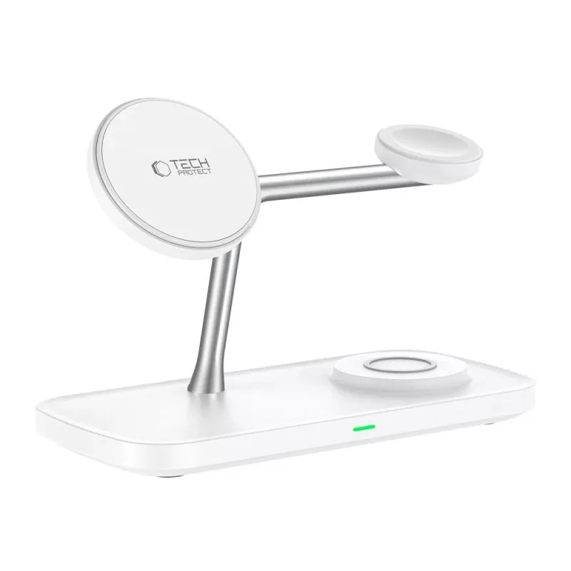TECH-PROTECT QI15W-A45 3-in-1 magneettinen MagSafe-langaton laturi valkoinen