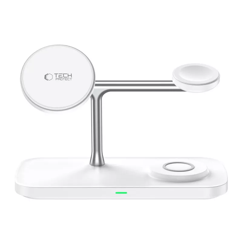 TECH-PROTECT QI15W-A45 3-in-1 magneettinen MagSafe-langaton laturi valkoinen
