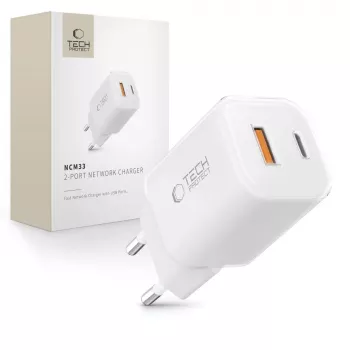 TECH-PROTECT NCM33 2-porttinen verkkolaturi PD 33W / QC3.0 valkoinen