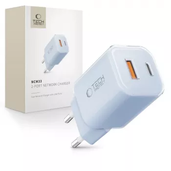 TECH-PROTECT NCM33 2-porttinen verkkolaturi PD 33W / QC3.0 baby blue
