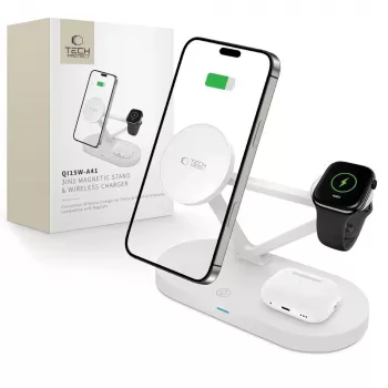 Tech-Protect QI15W-A41 3IN1 MagSafe langaton latausteline valkoinen