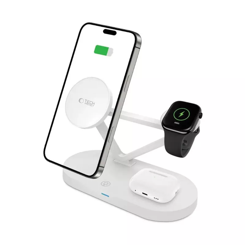 Tech-Protect QI15W-A41 3IN1 MagSafe langaton latausteline valkoinen