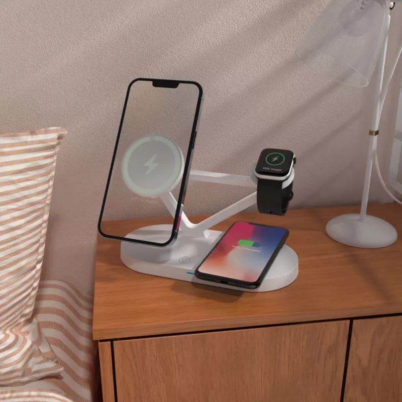 Tech-Protect QI15W-A41 3IN1 MagSafe langaton latausteline valkoinen