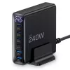 TECH-PROTECT DC240W-GAN 6-porttinen pöytälaturi PD 240W / QC3.0 musta