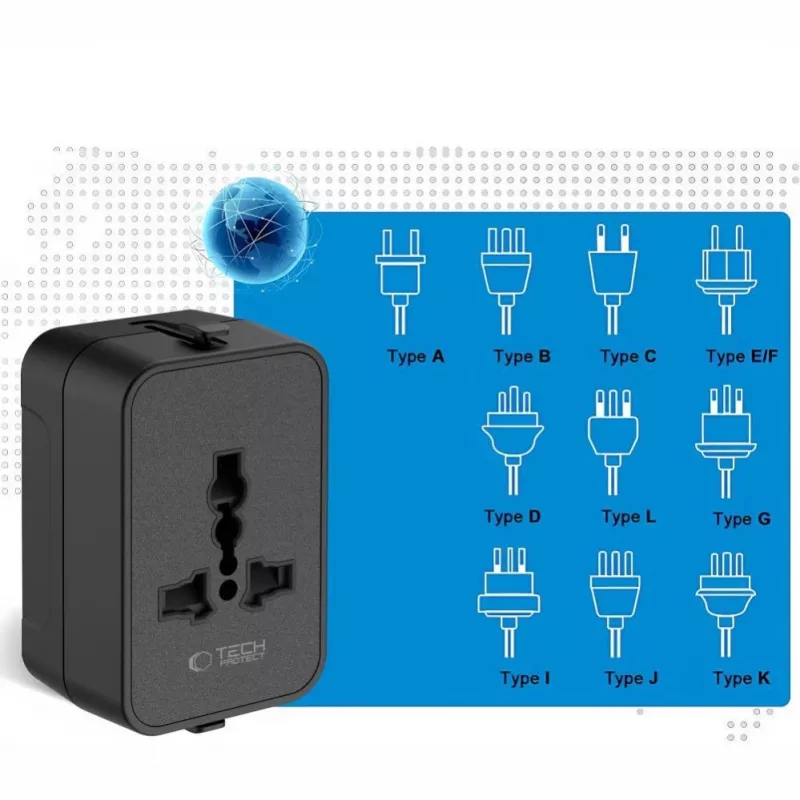 TECH-PROTECT TA300 matkasovitin EU / UK / US / AU musta