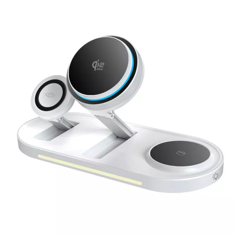 TECH-PROTECT A51 ARCTICBOOST 3-in-1 Magnetic MagSafe -langaton laturi 25W Qi2.2 valkoinen