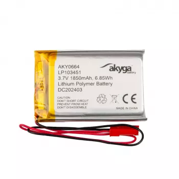 Akyga AKY0664 LP103451 Li-Po-akku 3,7 V 1850 mAh, PCM, JST 2,54 2-napainen, 150 mm