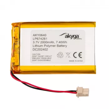 Akyga AKY0640 LP674261 Li-Po-akku 3,7 V 2000 mAh, PCM, Molex 5264 2-napainen, 50 mm