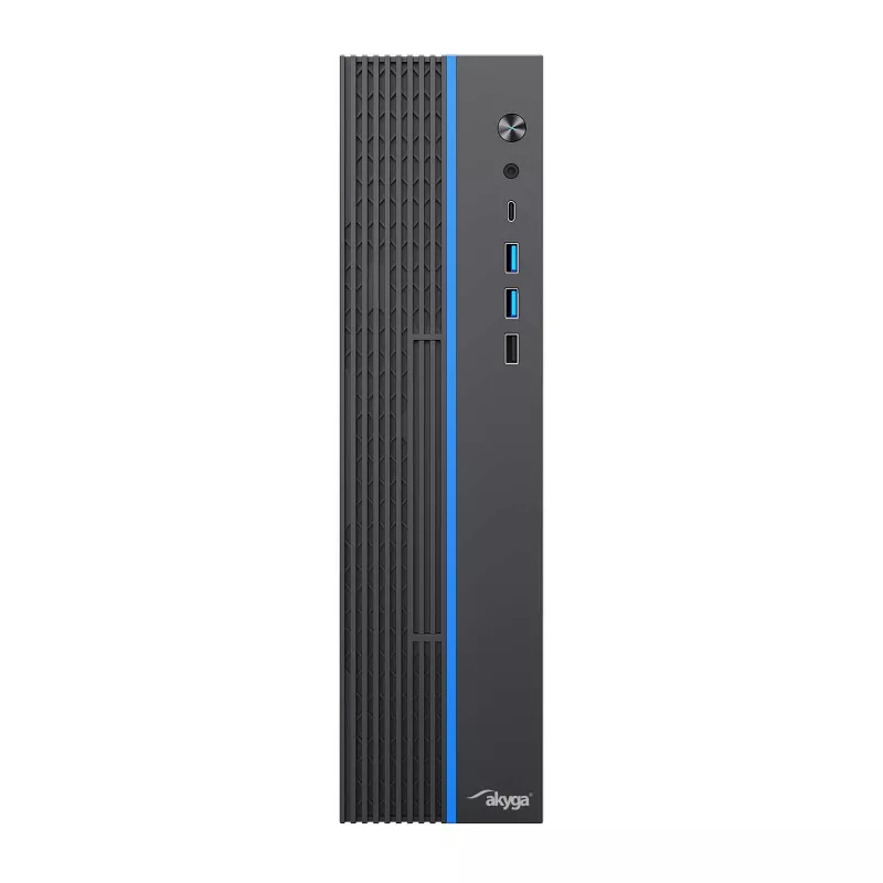 Akyga AK-302-01BL SFF-tietokonekotelo, Micro-ATX / Mini-ITX, USB-C + 2x USB 3.0 + USB 2.0, ilman virtalähdettä, musta