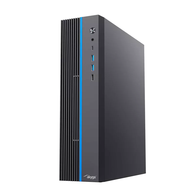 Akyga AK-302-01BL SFF-tietokonekotelo, Micro-ATX / Mini-ITX, USB-C + 2x USB 3.0 + USB 2.0, ilman virtalähdettä, musta