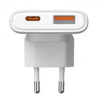 Akyga AK-CH-31 ohut GaN-USB-laturi 65 W, USB-C PD + USB-A, valkoinen