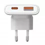 Akyga AK-CH-31 ohut GaN-USB-laturi 65 W, USB-C PD + USB-A, valkoinen