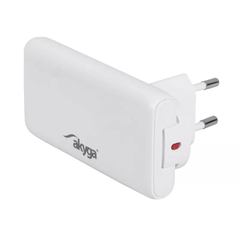 Akyga AK-CH-31 ohut GaN-USB-laturi 65 W, USB-C PD + USB-A, valkoinen