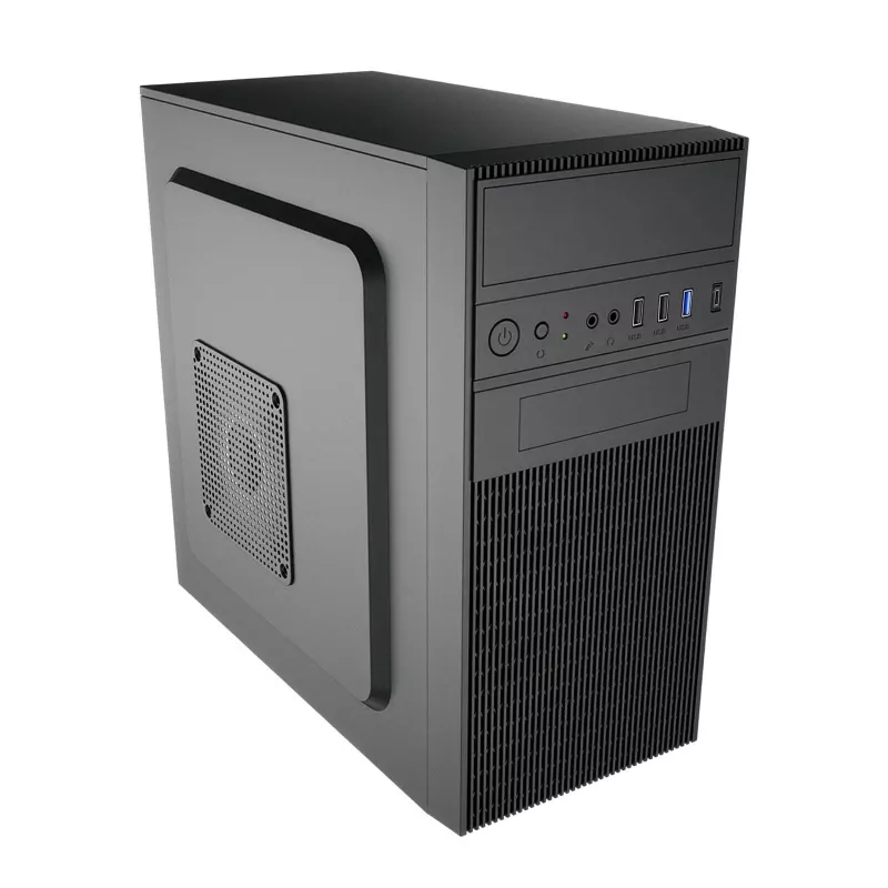Akyga AK19BK Micro Tower -tietokonekotelo, Micro-ATX / Mini-ITX, USB-C + USB 3.0 + 2x USB 2.0, ilman virtalähdettä, musta