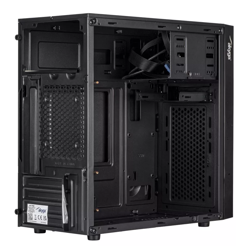 Akyga AK19BK Micro Tower -tietokonekotelo, Micro-ATX / Mini-ITX, USB-C + USB 3.0 + 2x USB 2.0, ilman virtalähdettä, musta