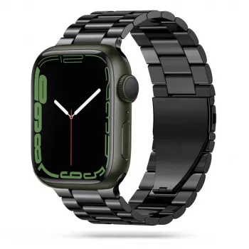 Tech-Protect ruostumattomasta teräksestä valmistettu linkkiranneke Apple Watch 4/5/6/7/8/9/SE/Ultra 1/2 (42/44/45/49 mm) musta