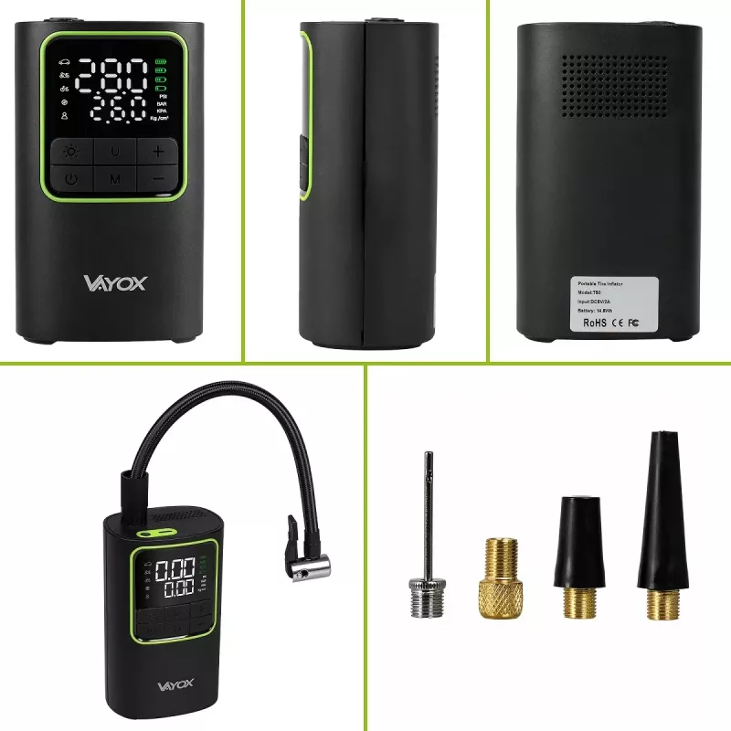 VAYOX VA0409 ladattava ilmapumppu 4000mAh sylinteri 19mm digitaalinen rengastäyttölaite