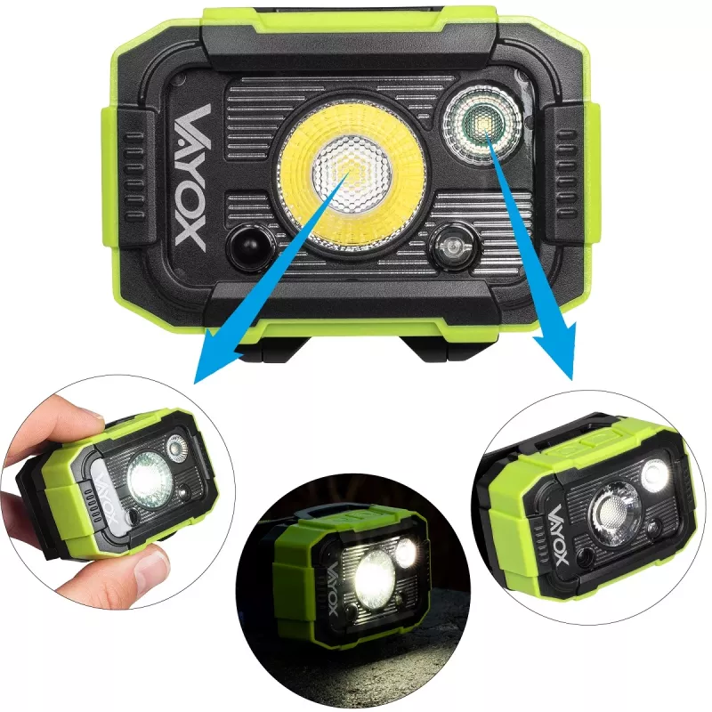 VAYOX DUAL HAMMER 500lm Pro Series ladattava otsalamppu VA0415