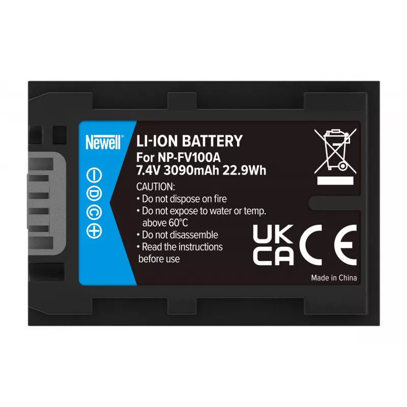 Newell vara-akku Sony NP-FV100A, 3900mAh, 7,2V, Li-Ion, musta