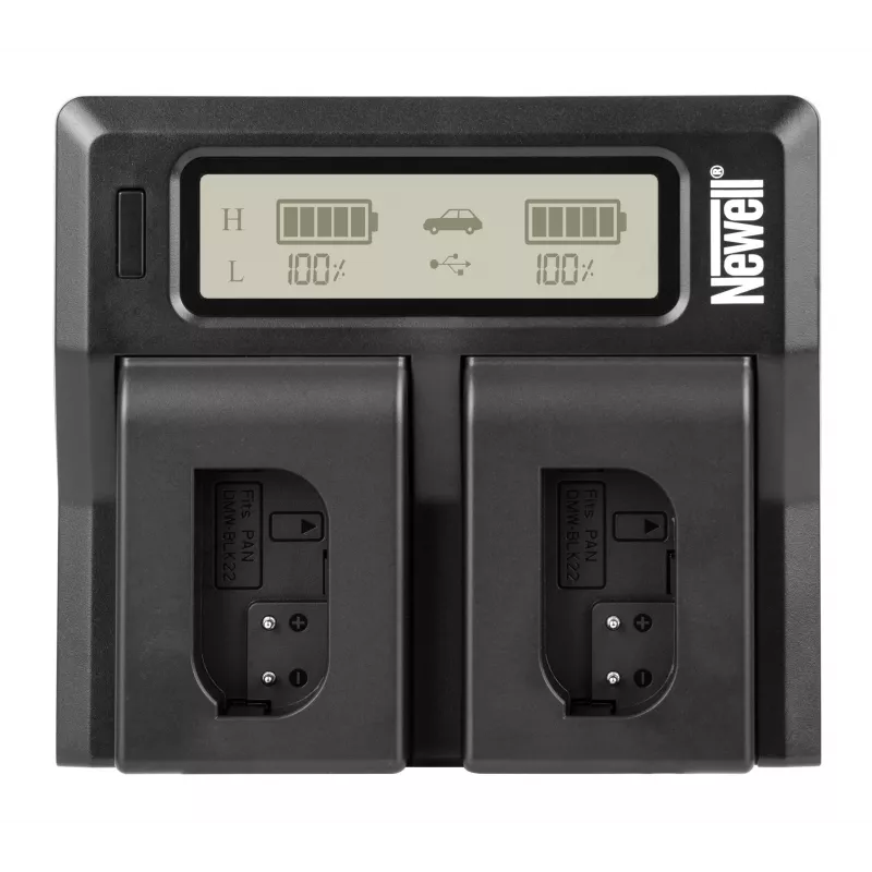 Newell DC-LCD kaksikanavalaturi Panasonic DMW-BLK22 -akuille