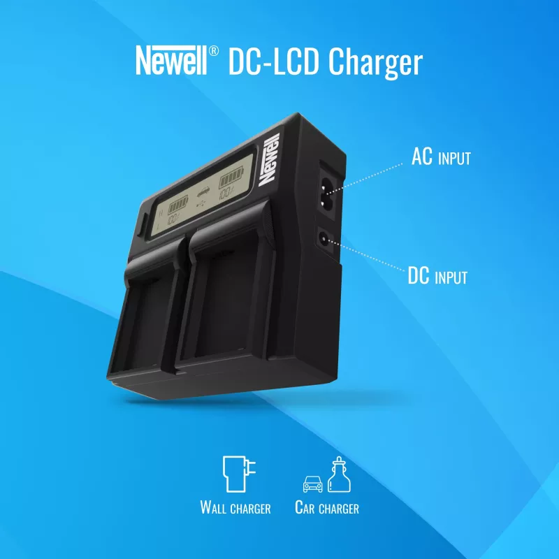 Newell DC-LCD kaksikanavalaturi Panasonic DMW-BLK22 -akuille