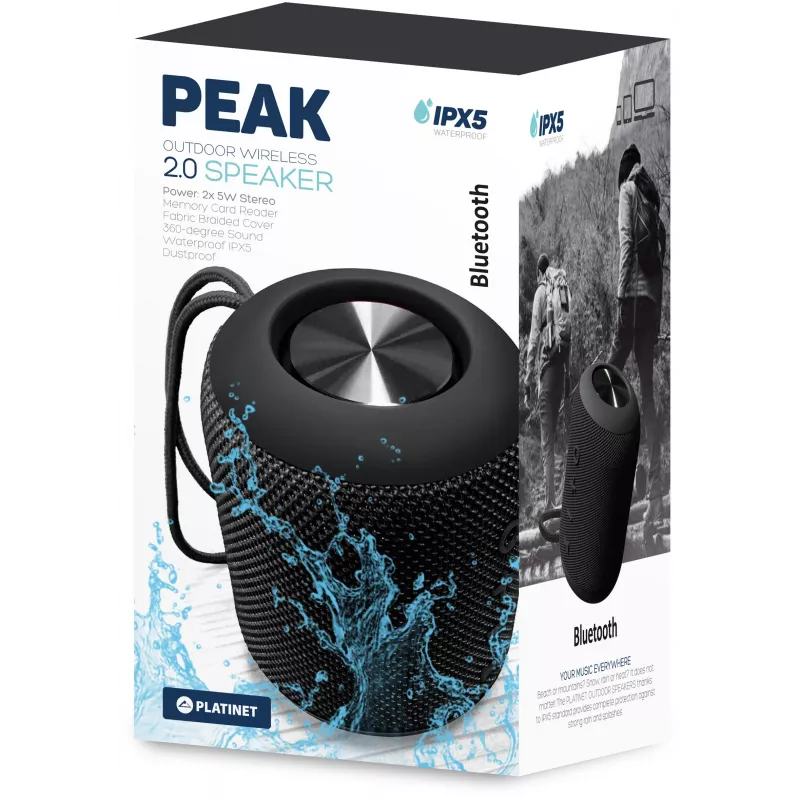 Platinet PEAK Bluetooth-kaiutin 10W (2x5W) BT5.0+EDR 2200mAh IPX5 vesitiivis