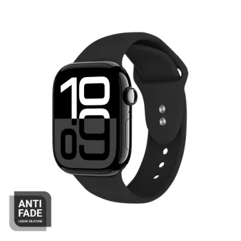 Crong Liquid Silicone ranneke Apple Watch 38/40/41/42 mm (musta)
