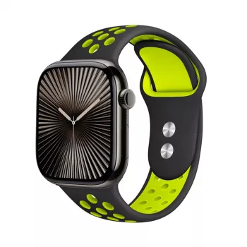 Crong Duo Sport ranneke Apple Watch 38/40/41/42 mm (musta/limenvihreä)