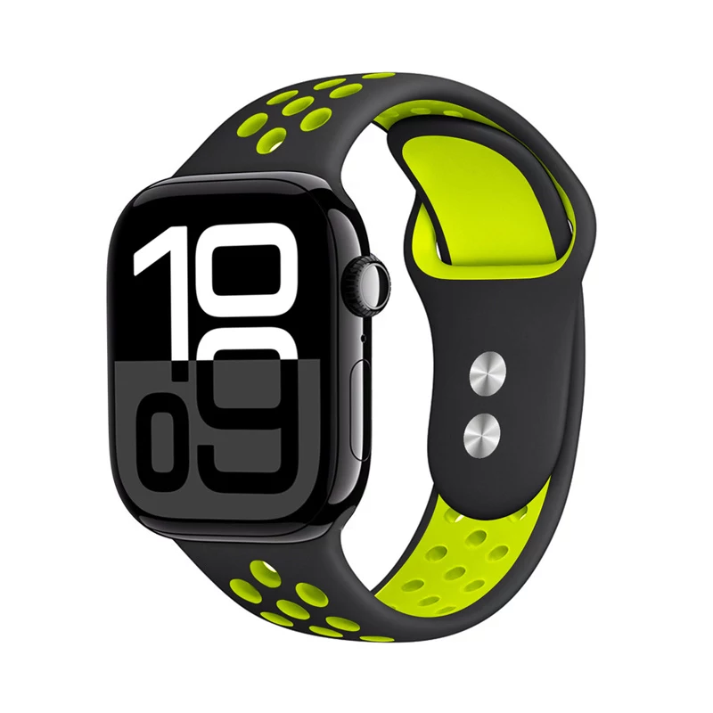 Crong Duo Sport ranneke Apple Watch 38/40/41/42 mm (musta/limenvihreä)