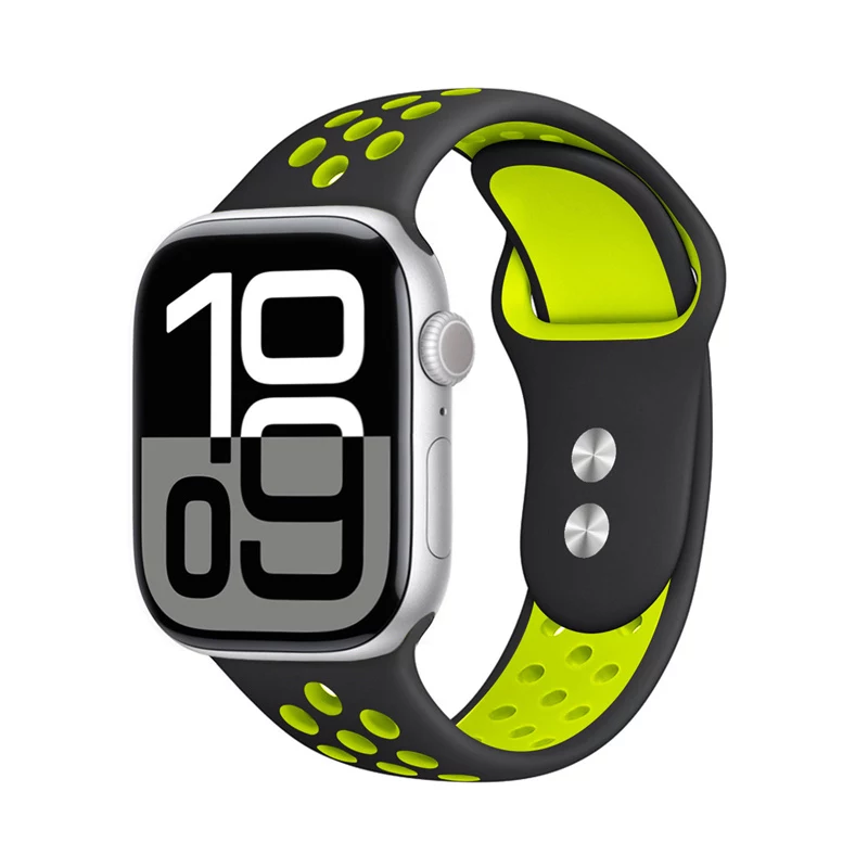 Crong Duo Sport ranneke Apple Watch 38/40/41/42 mm (musta/limenvihreä)
