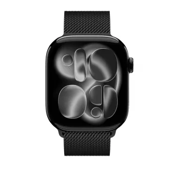 Crong Milano Steel ruostumaton teräs Milanese Loop ranneke Apple Watch 38/40/41/42 mm (musta)