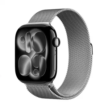 Crong Milano Steel ruostumaton teräs Milanese Loop ranneke Apple Watch 38/40/41/42 mm (hopea)