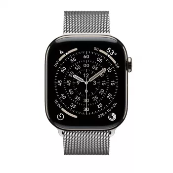 Crong Milano Steel ruostumaton teräsranneke Apple Watch 44/45/46/49 mm hopea