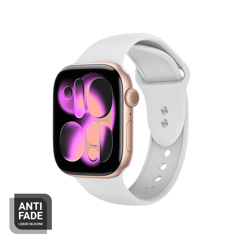 Crong Liquid Silicone ranneke Apple Watch 38/40/41/42 mm (valkoinen)