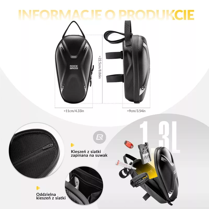 ROCKBROS ohjaustankolaukku 1,3 L musta 3011006301