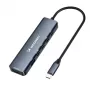 WOZINSKY WHBC10Y4S USB-C-keskitin 6-in-1 monitoimi alumiini 15 cm kaapelilla - harmaa
