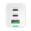 Wozinsky GaN 65W laturi USB-A- ja 2x USB-C-liitännöillä sekä USB-C-kaapeli 65W - valkoinen
